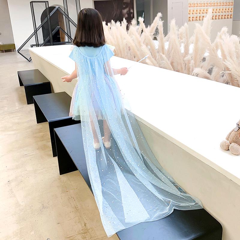 Costume Principessa Elsa e Anna di Frozen con Mantello e Velo per Bambina