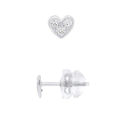 Earrings - LÉA &; ARTHUR - Heart - 375 White Gold - Zirconium Oxide - Child