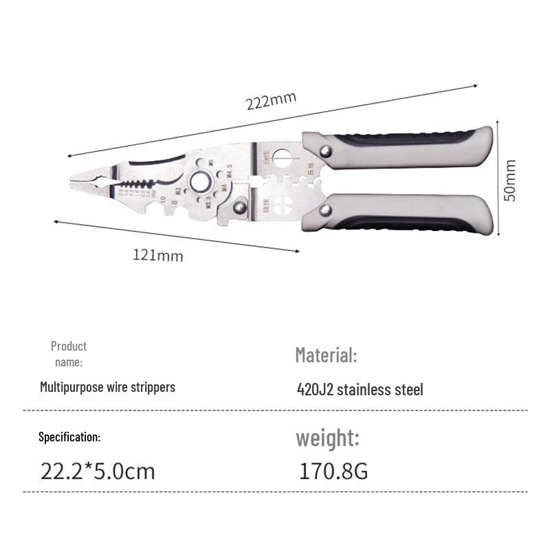 Industrial Grade Stainless Steel Electrician s Multifunctional Wire Stripper and Twister