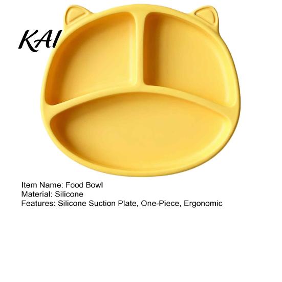Silicone Suction Plate for Toddlers, Cute Bear Shape Unbreakable Divided Toddler Tray Baby Bowl, Non Slip Feeding Infants And Kids Easy Clean Dish