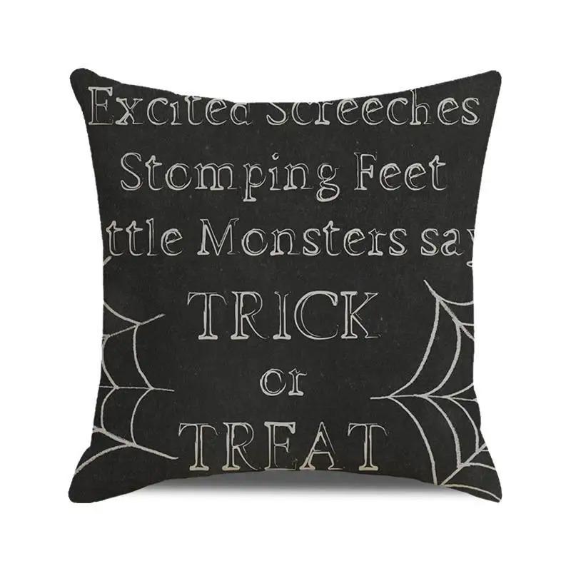 Halloween Decorative Cushion Cover Pumpkin Bat Wizard Ghost Pillowcase Suitable for Home Living Room Sofa Room Decoration