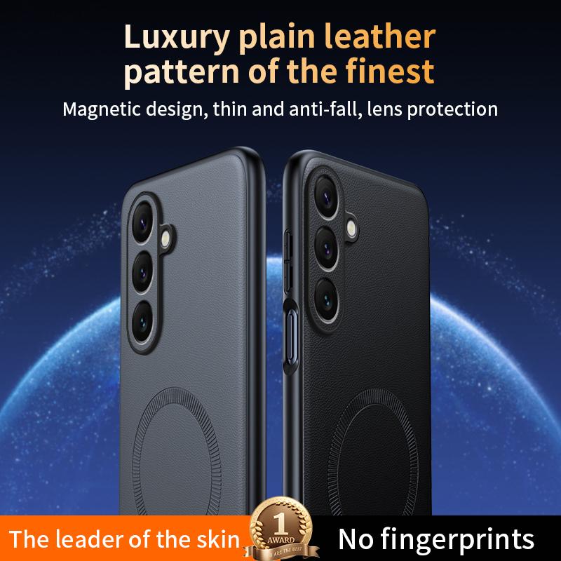 For Samsung S24 Case Magnetic Leather Shield Cover For Samsung S24 Anti-Fingerprint Non-Slip PC+TPU