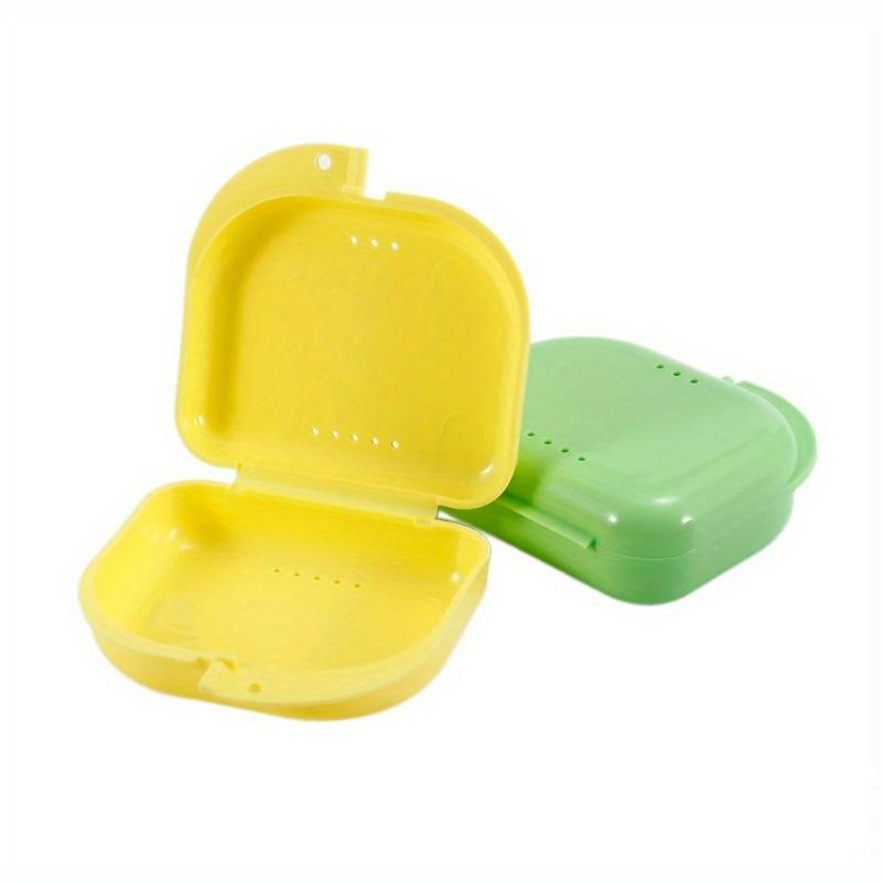 Portable Colored Fake Teeth Storage Boxes Tooth Retainer Mouth Guard Denture Storage Plastic Box Oral Household Hygiene Supplies.