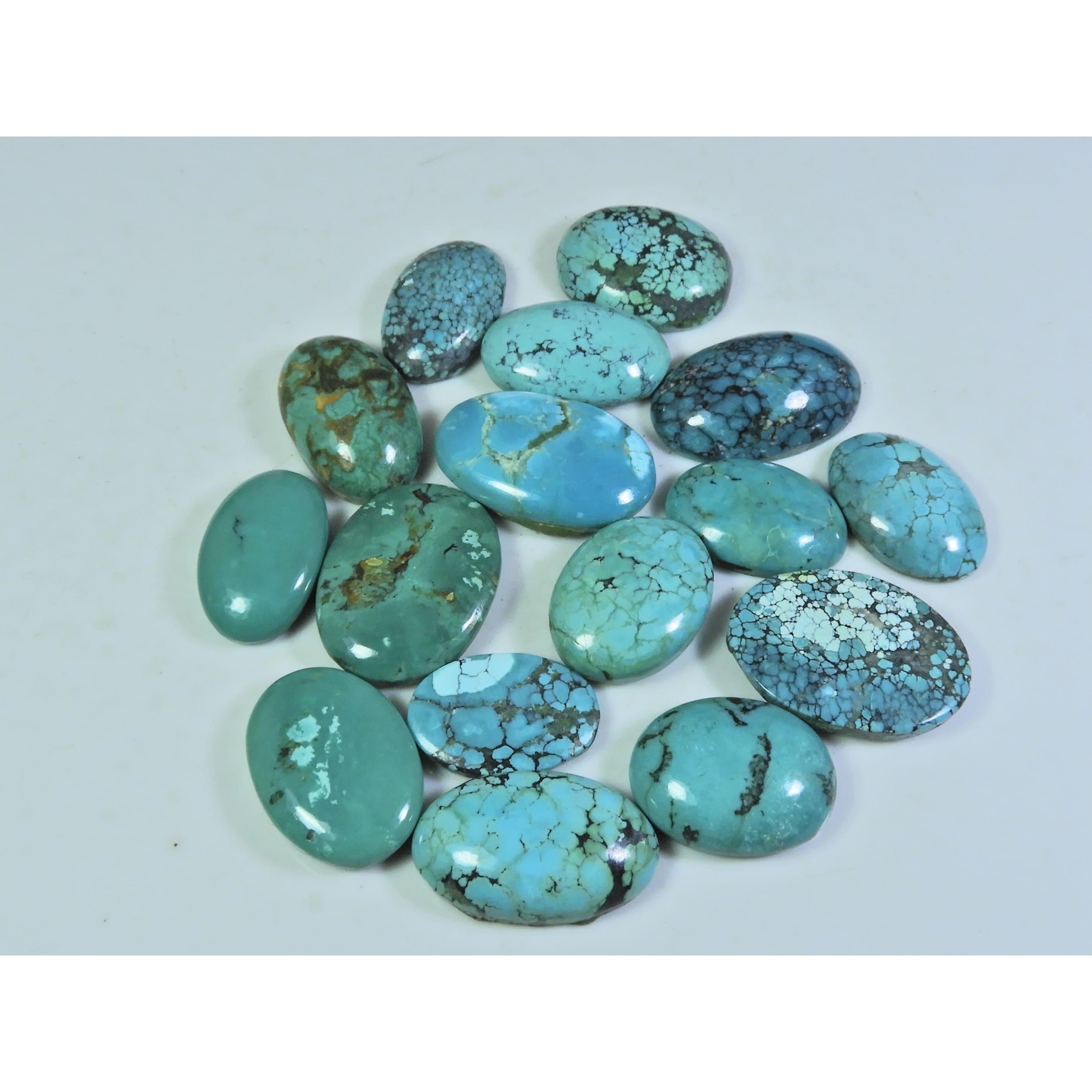 

186Cts. Натуральная тибетская бирюза овальный кабошон россыпной драгоценный камень лот 16 шт. C-207