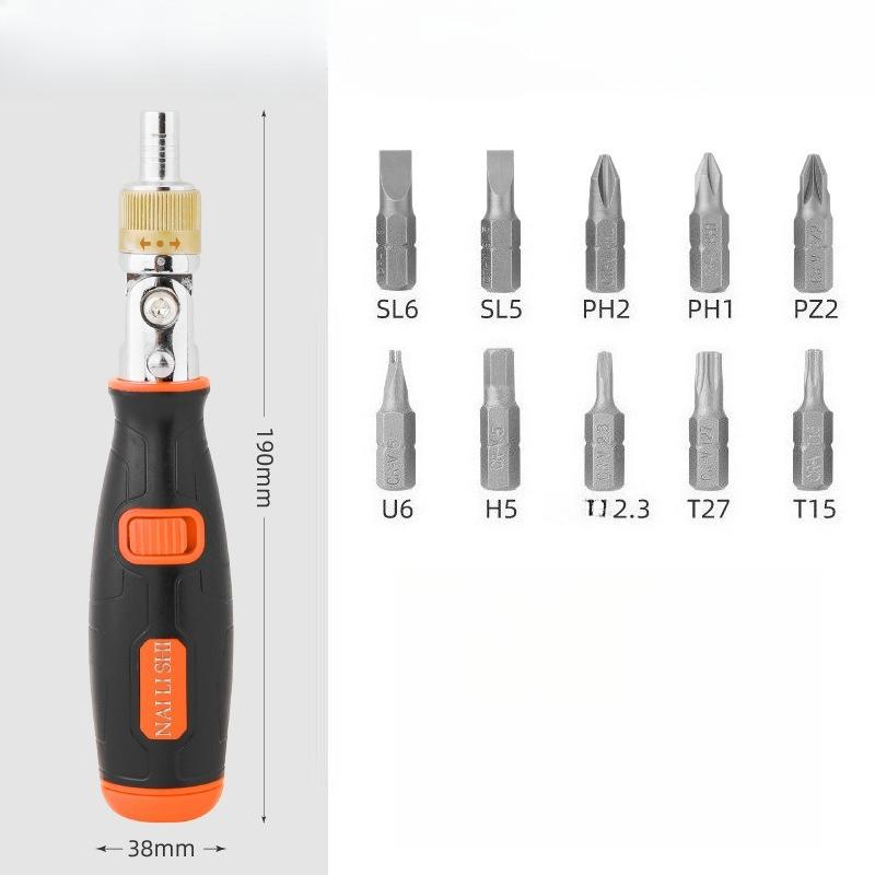 Ratchet Screwdriver Tool Set 10-in-1 Multi-Angle Reversible