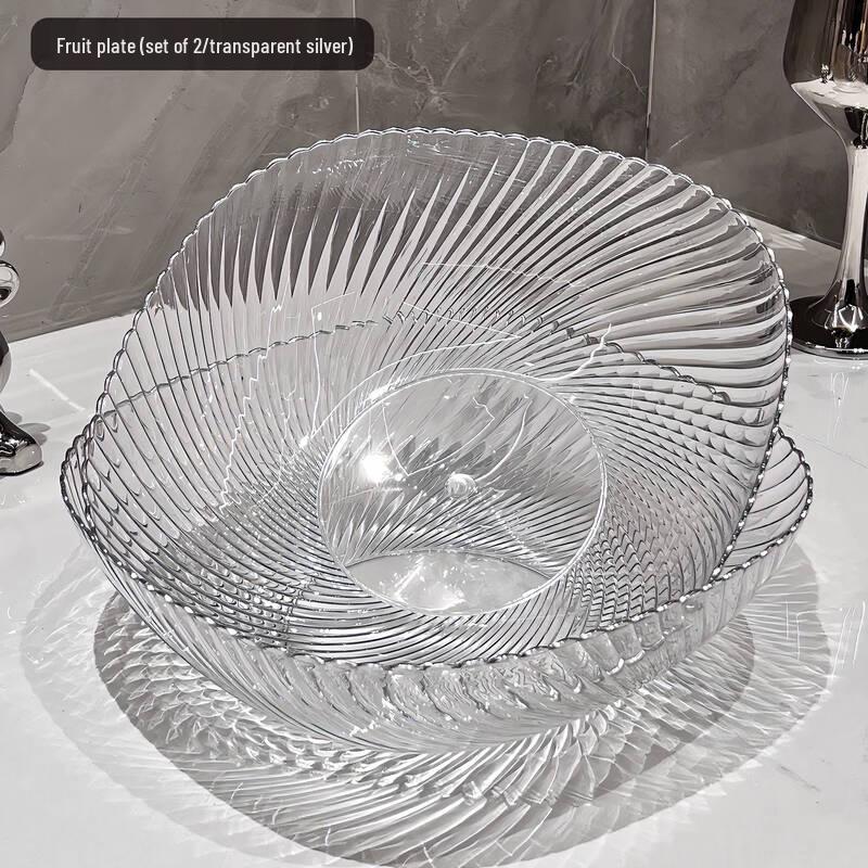 Luxury Transparent Silver Fruit Plate Set