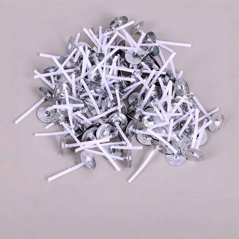 100 Pack 2.6-20cm Candle Wicks with Galvanized Base for Butter Lamps