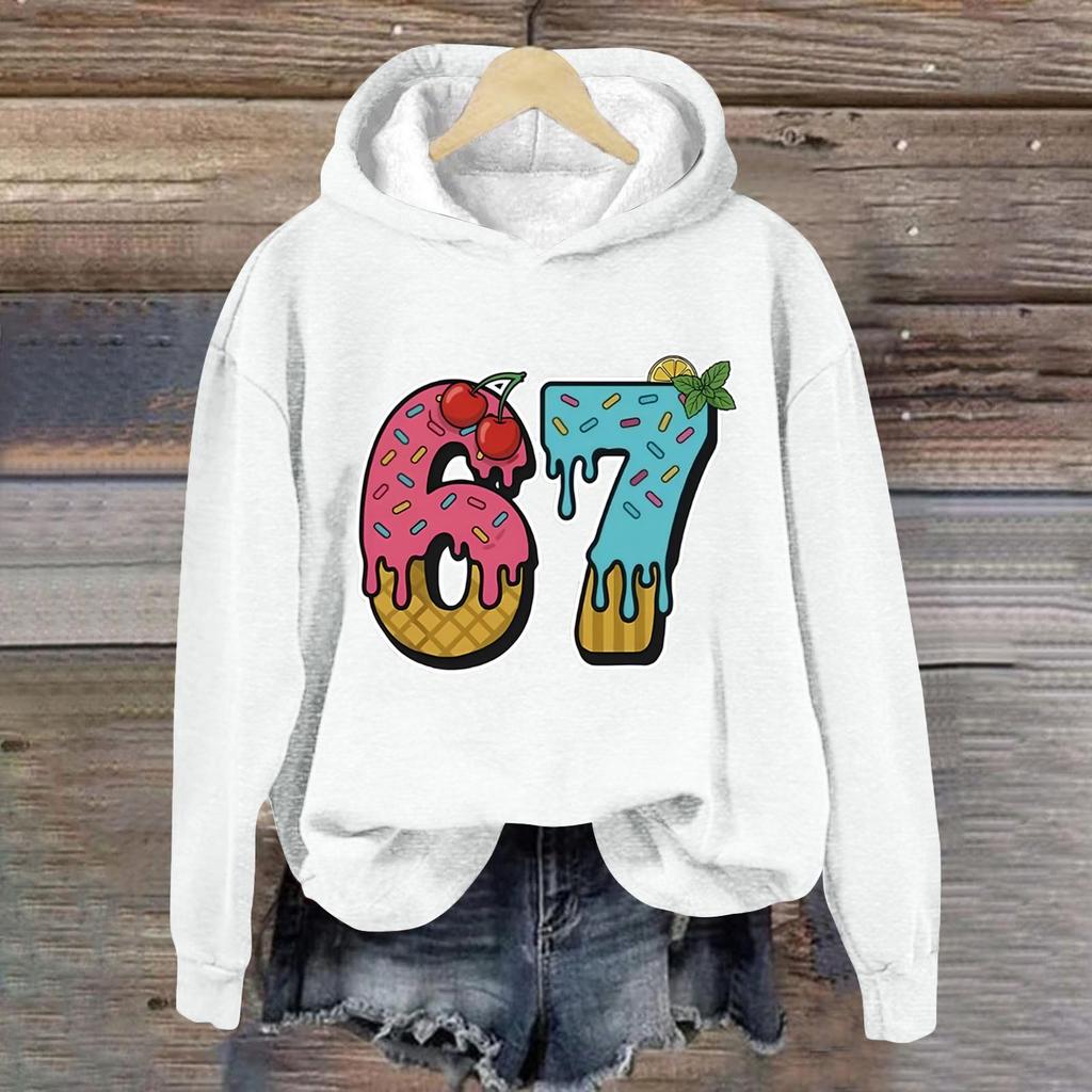 Women's Fashionable Casual Long-Sleeved Printed Hooded Sweatshirt