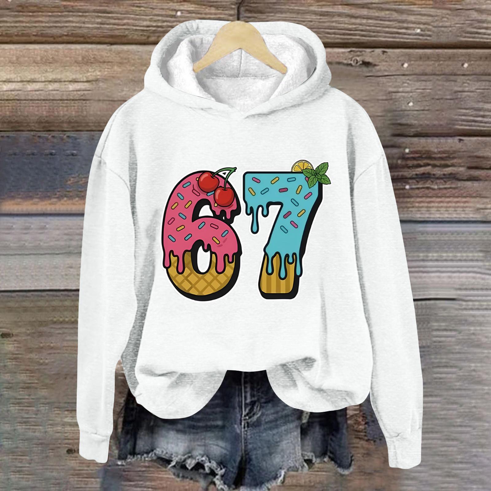 

Women s Fashionable Casual Long-Sleeved Printed Hooded Sweatshirt XL белый
