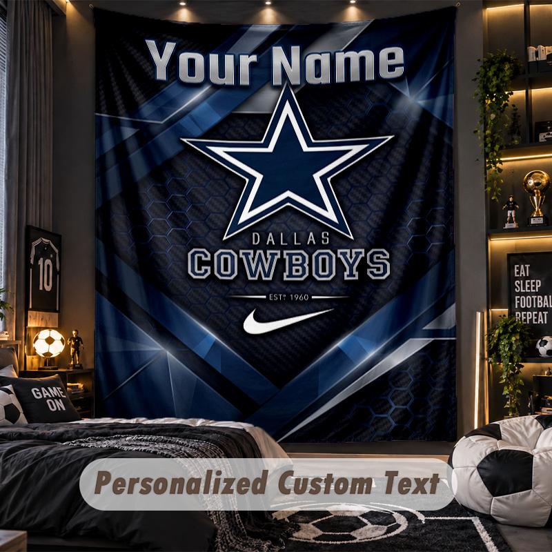 TapestryDallas Cowboys Custom Name Text Personalized Wall Hanging Tapestry Home Wall Decor