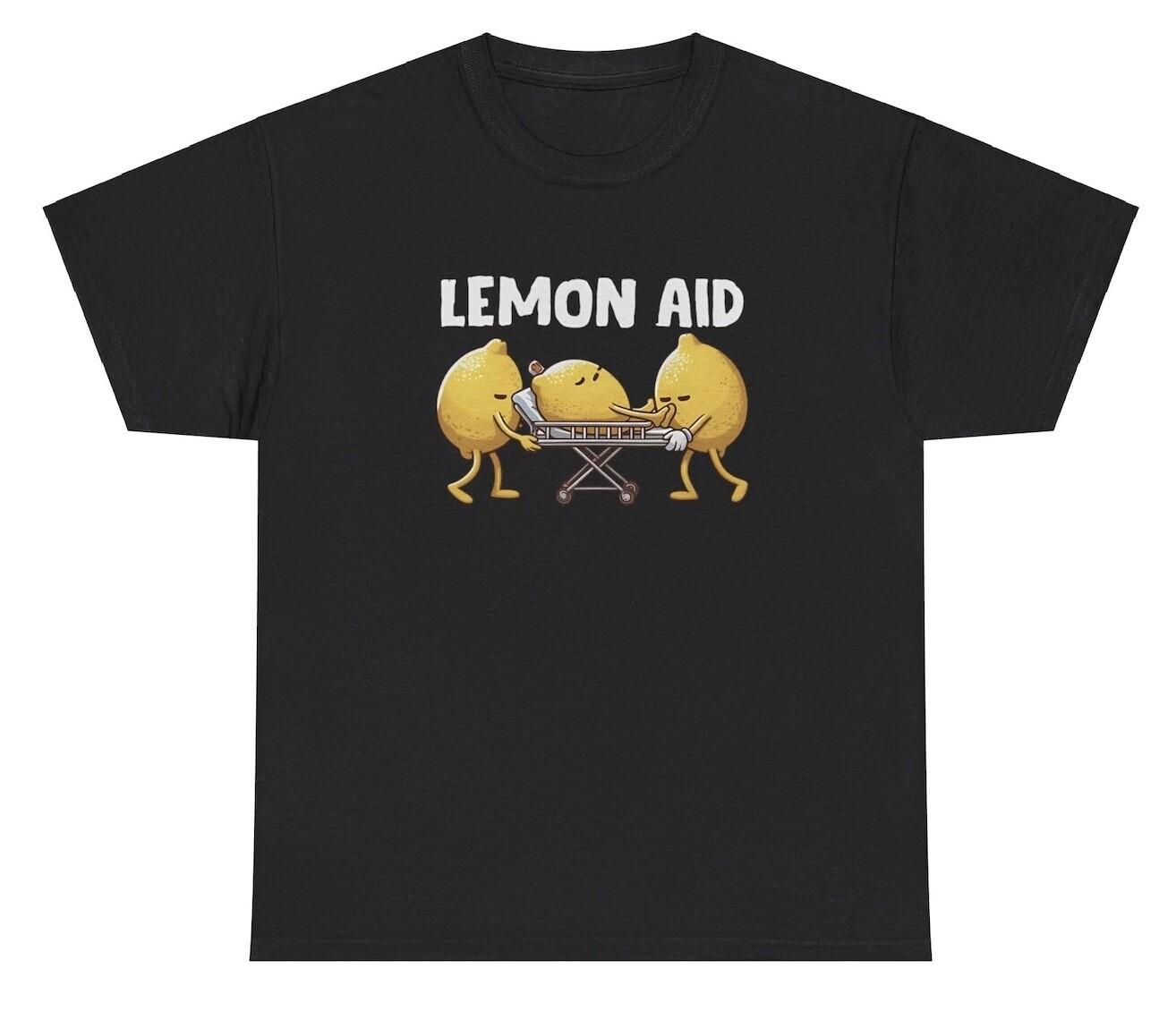 Lemon Aid T Shirt Funny Lemonade EMS Pun Gen Z Ironic Humor Novelty Gift Tee XXXXL