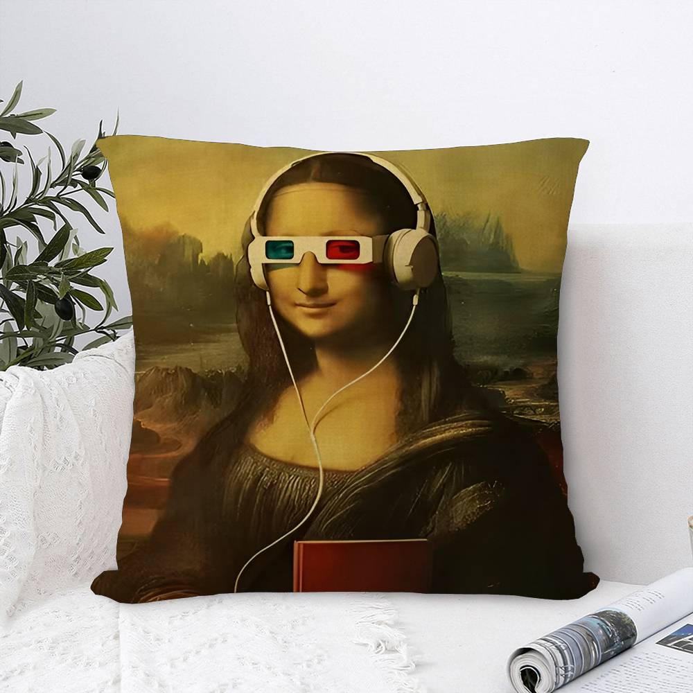 Mona Lisa Śmieszne Spersonalizowane Zdjęcie Tekst Dekoracyjne Poduszki Domowe Prezenty Domowe 45x45cm