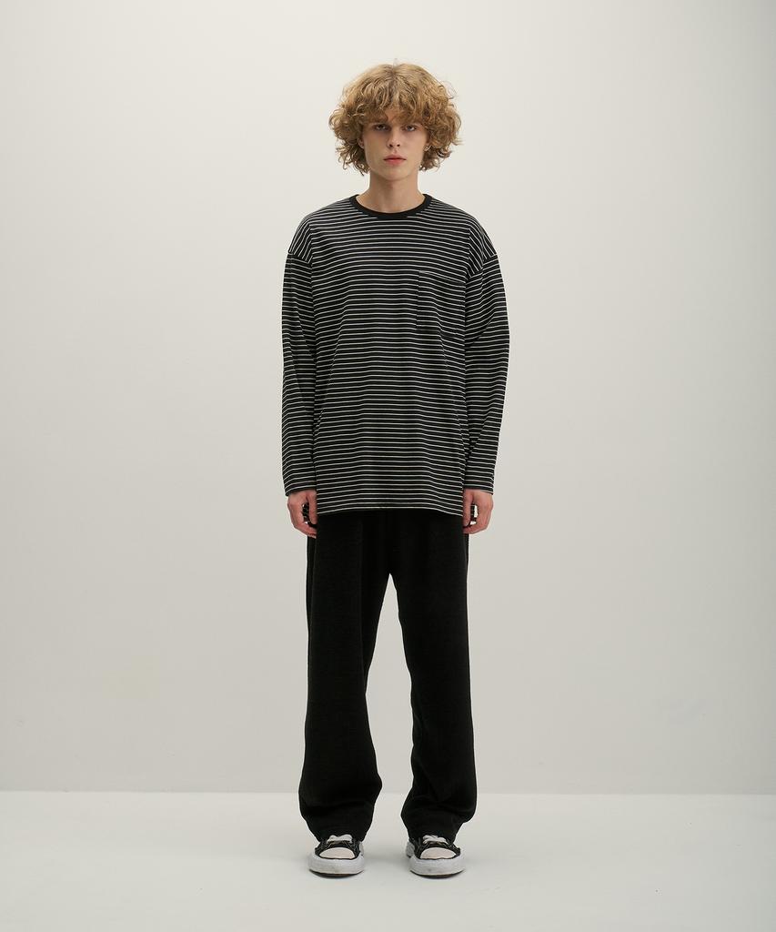 GNOK Striped Pocket Long Sleeve T-Shirt [Black]