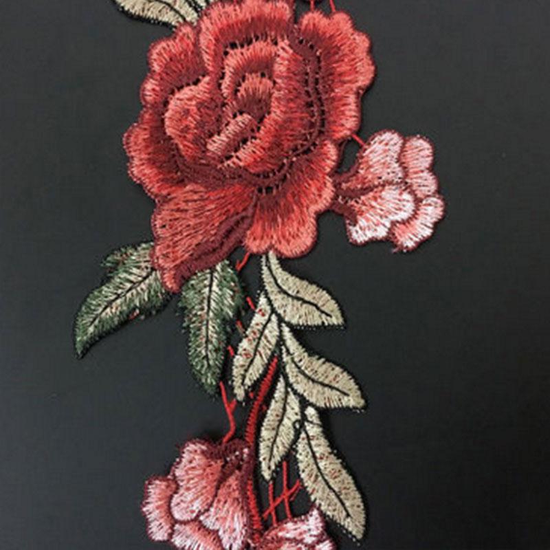 1Pair Embroidery Rose Flower Sew On Patch Badge Bag Jeans Dress Applique Craf Jd