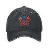 USA Th Anniversary American Baseball Caps Casual Distressed Denim Washed  Sun Cap for Unisex Women Outdoor Adjustable Fit Cap