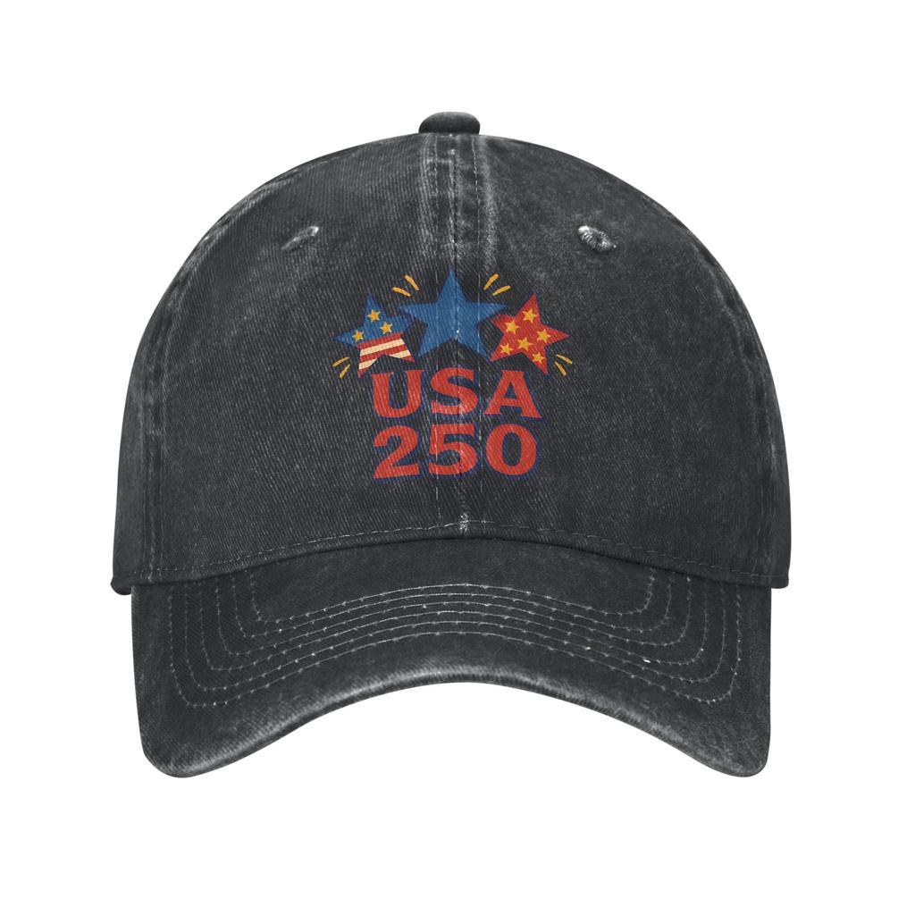 USA Th Anniversary American Baseball Caps Casual Distressed Denim Washed Sun Cap for Unisex Women Outdoor Adjustable Fit Cap