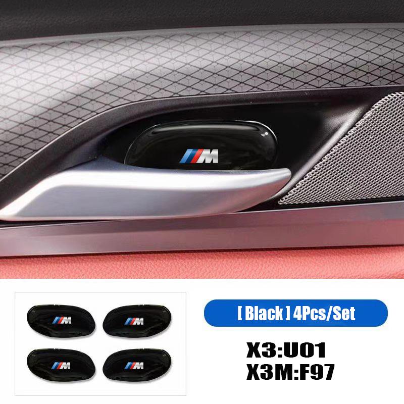 LGFHR1 2026 Car Sticker 4Pcs Car Inner Door Bowl Stainless Steel Protection Cover Stickers For BMW M E46 E90 E60 F30 F10 E39 E36 F20 G3