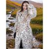 Autumn and winter fox fur jacket plus long over-knee leopard print tie-dyed suit collar coat for women