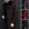 2024 Men's Hooded Leather and Fur Long Coat with Multi-button Suede Velvet Outerwear - European and American Style.