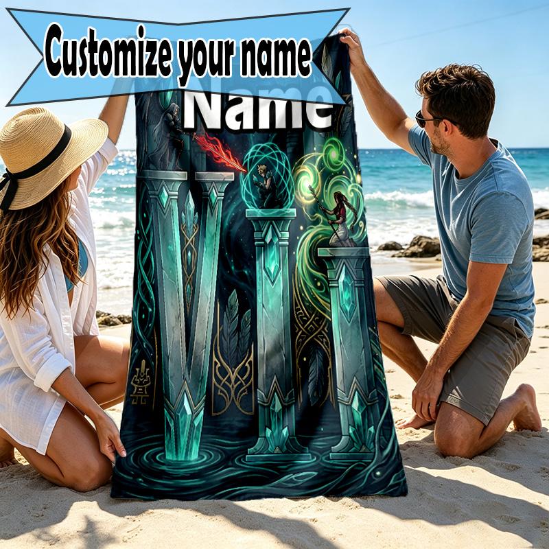 Custom Name Personalized Final Fantasy Print Beach Towel, for Trip Camping Beach Party Home Decor, Birthday Gift for Family & Friends