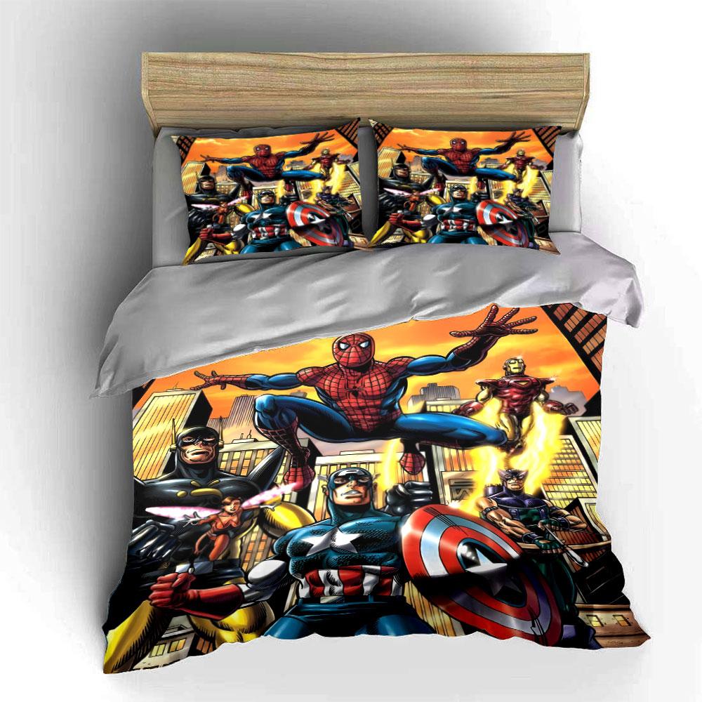 Superheroes In Dynamic Poses. Bedding Sets Duvet Cover Sets Duvet Covers Pillowcases(1 * Duvet Cover 2 * Pillowcases Without Duvet Insert)