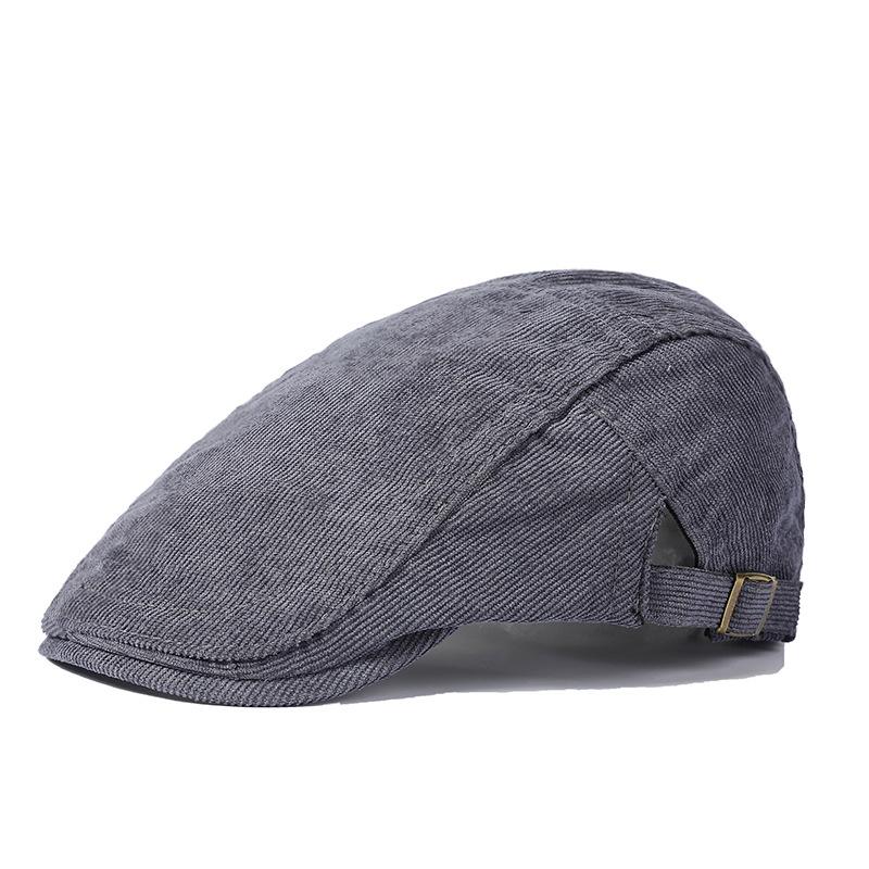 Corduroy Cap Men's Solid Color Retro Peaked Cap Winter Newsboy Caps for Men Thick Cap Old Man Cap Painters Hats