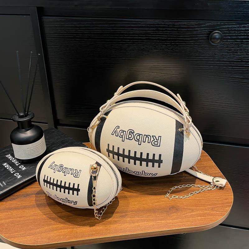 Personalized Rugby Small Bag 2025 New Japanese Soft Girl Cartoon Fashion Shoulder Chain Crossbody Small Round Bag Pu