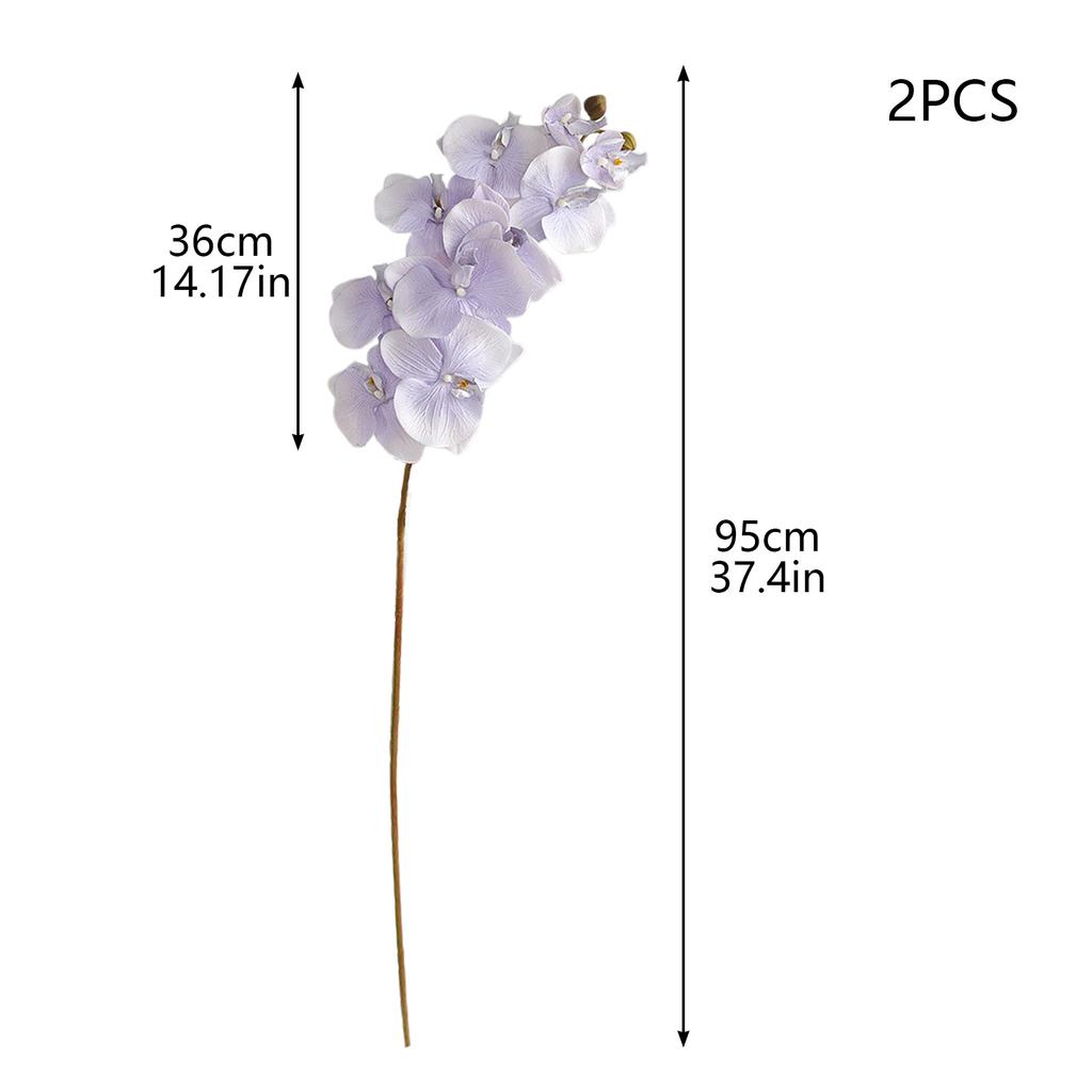 2 Pcs Orchid Artificial Flowers 37 Inch Realistic Fake Orchid Stem for Home Decor Party Wedding Decor