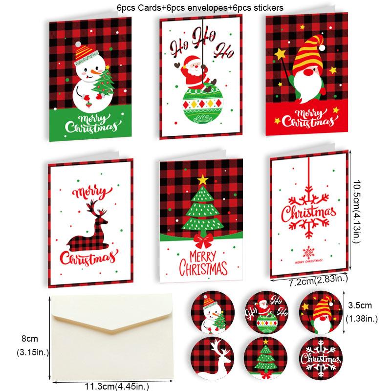 6pcs Mini Christmas Greeting Cards Merry Christmas DIY Folding Kraft Paper Card New Year Xmas Party Invitations Gifts Postcard