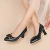 Women Fashion Sweet Black Pu Leather Slip On Square Heel Work Shoes Zapatos De Mujer Lady Beige Office Career Pumps Ba182