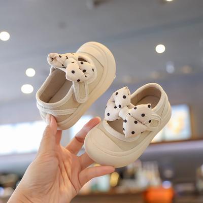 Baby Princess Shoes with Soft Soles, Summer Canvas Shoes for Girls, Toddler Shoes for One-year-old Infants, Bow-knot Shoes for Little Girls