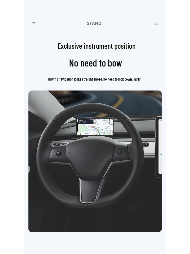 Tesla Model Y3 Steering Wheel Dashboard Phone Holder for Navigation