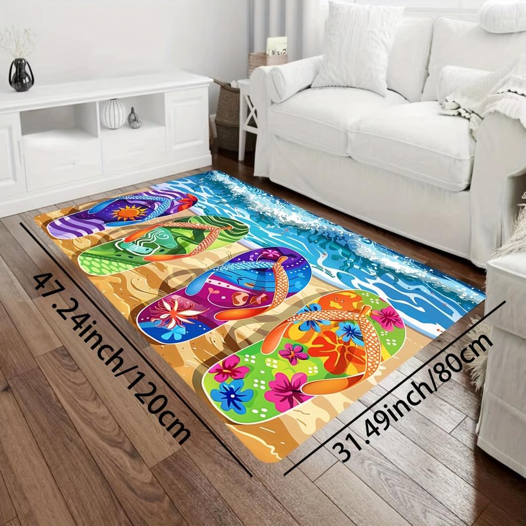 1pc Scorching Summer Beach Slippers, Soft And Thick Bathroom Mat, Kitchen Mat, Living Room Carpet, Bedroom Carpet, Indoor Doormat, Machine Washable