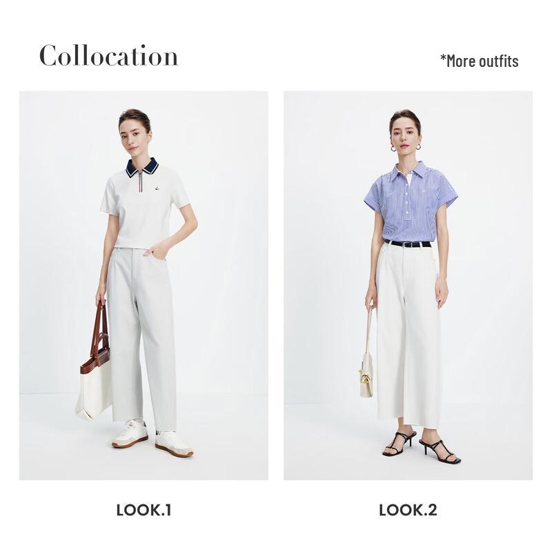 Navigare Women's Cotton Wide-Leg Cropped Banana Pants