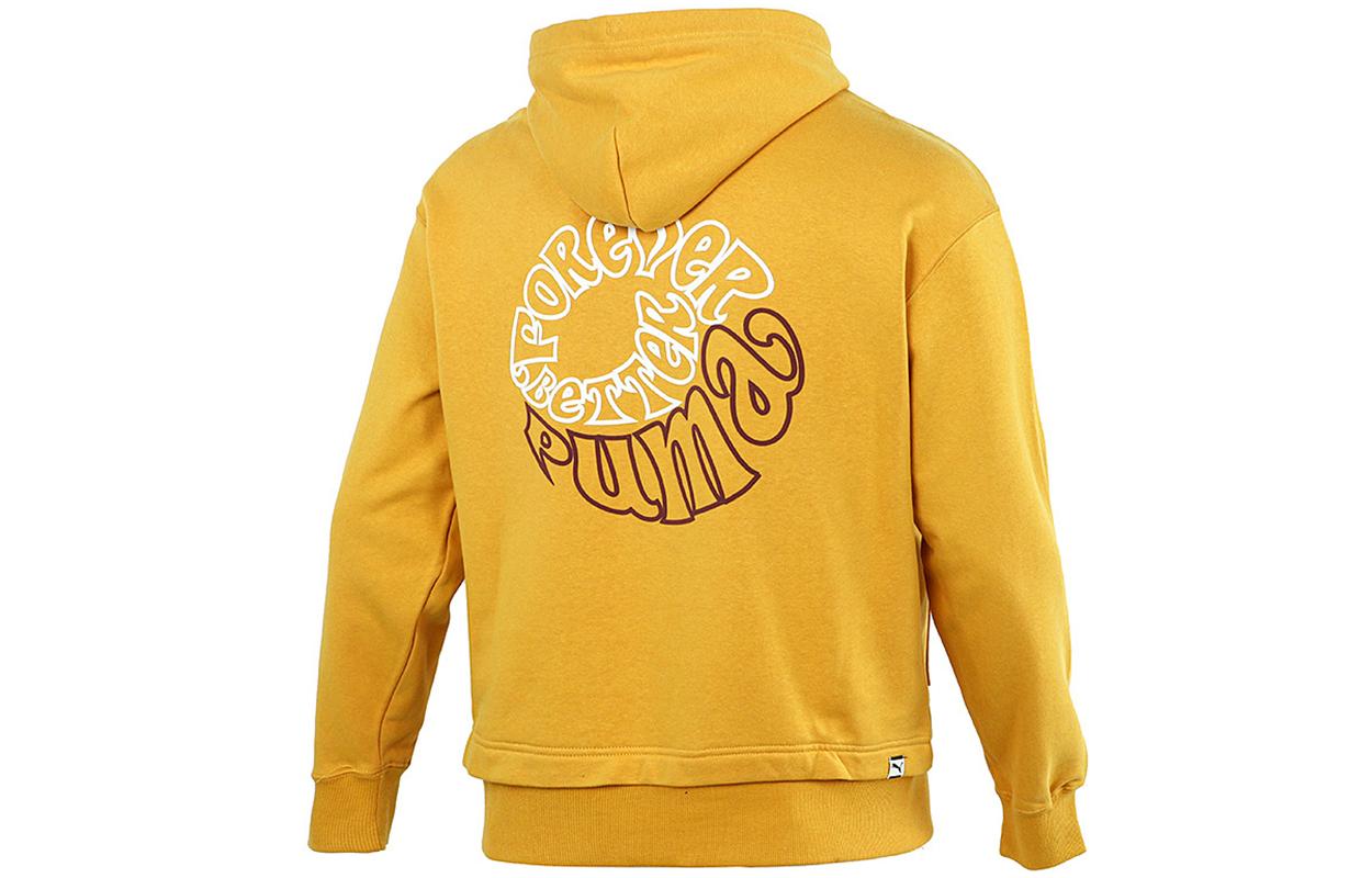 PUMA Sweatshirts Men s Yellow Hooded Moderate Mock Two Piece 533038-37 M