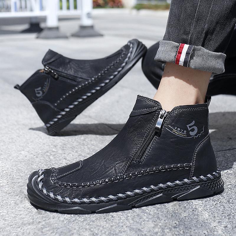 Fashion Fashion Cowboy Men's Motocross Boots Casual Slip on Business Boots High Top Leisure Walking Footwear 2025 New Male Chelsea Boots
