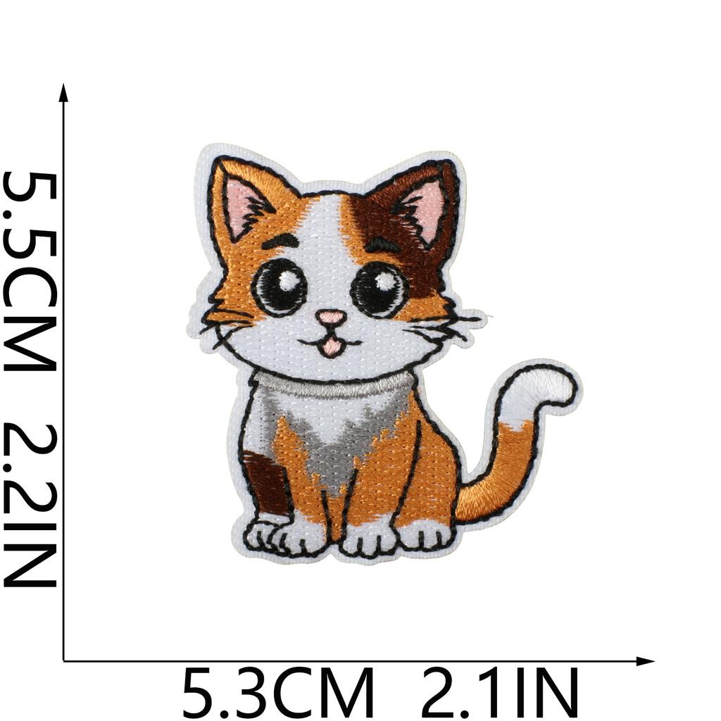Cat Party Embroidery Cloth Sticker Ironing Cartoon Kitten Embroidery Label Tide Play Bag Decoration Patch Sticker Cute Meow Meow