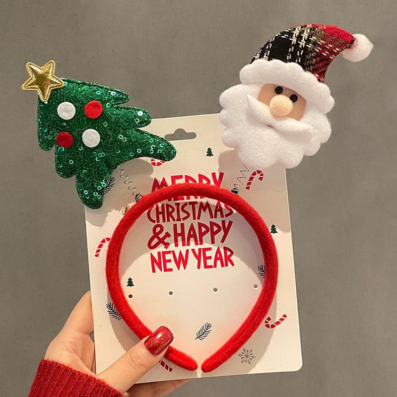 Christmas Hat Christmas Headband 3D Spring Xmas Hair Accessories Cartoon Santa Claus Hairband