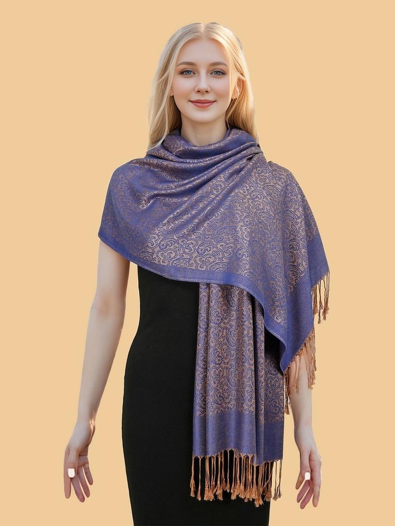 Autumn And Winter Imitation Cashmere Shawl Women'S Ethnic Style Warm Scarf Jacquard Tassel Women'S Shawl
