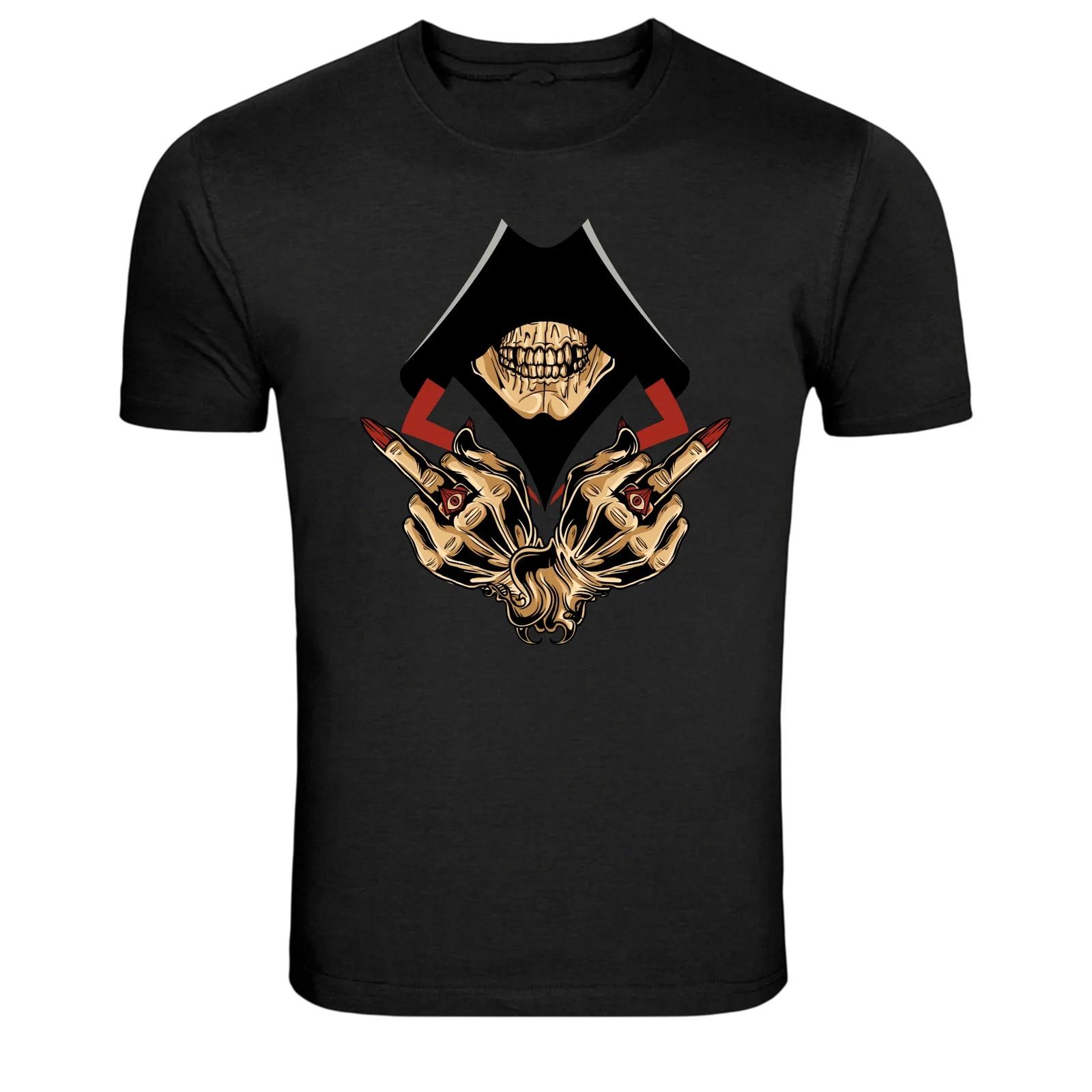 Dark Hooded Reaper Fingers Symbol Graphic T-Shirt XXXXL