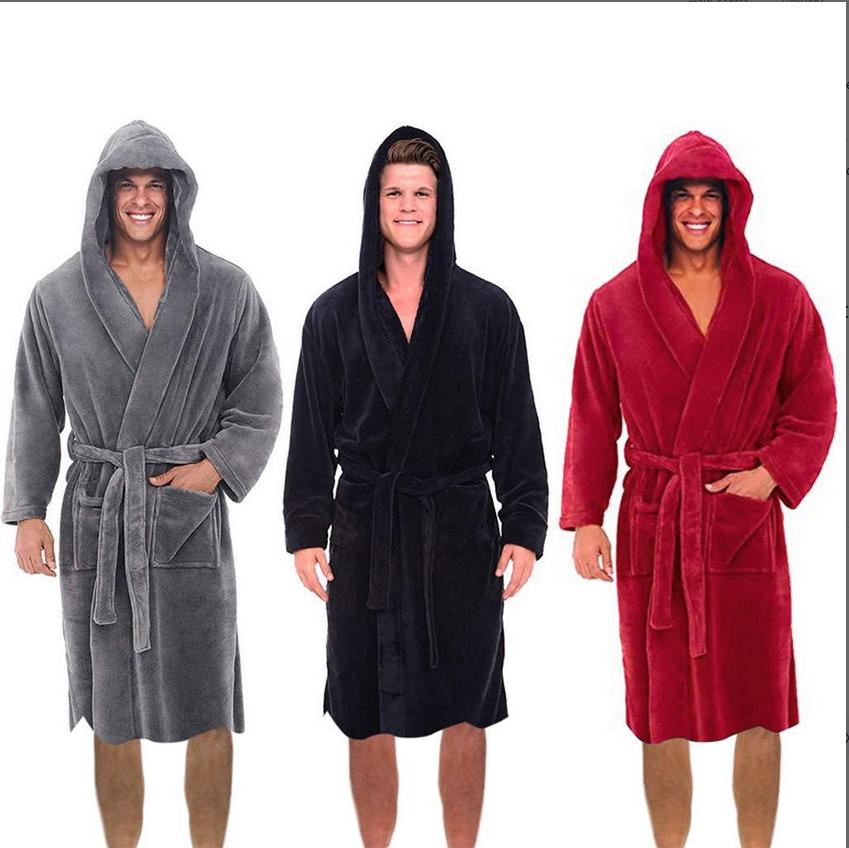 

(Курица Кунг Пао)Мужская зимняя плюшевые удлиненный платок Халат дома одежда одежду с длинными рукавами пальто