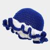 Women's Autumn & Winter Street Style Unique Handmade Crochet Ruched Brim Knitted Hat, Colorful Party Beanie Unisex for Daily Wear Halloween