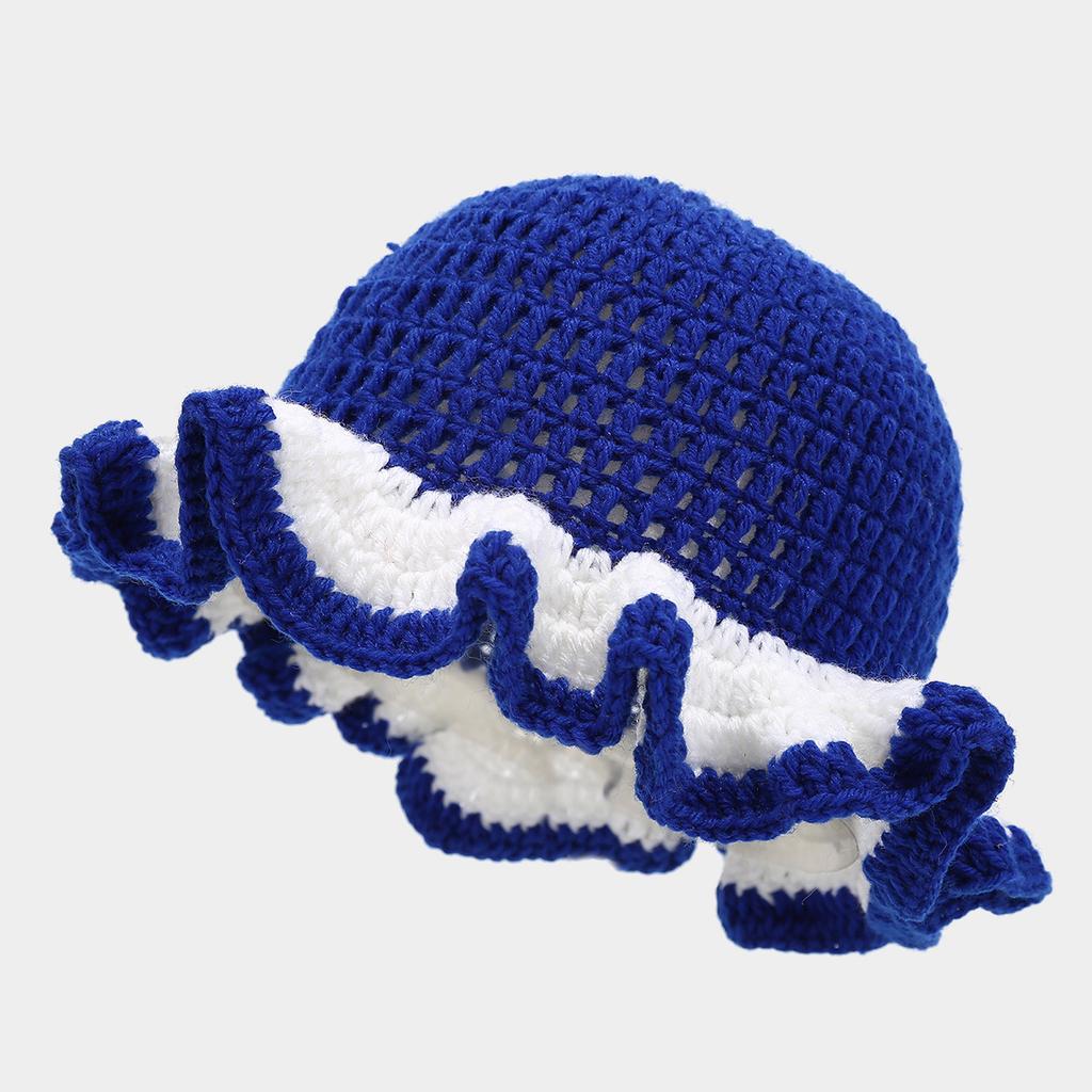 Women's Autumn & Winter Street Style Unique Handmade Crochet Ruched Brim Knitted Hat, Colorful Party Beanie Unisex for Daily Wear Halloween