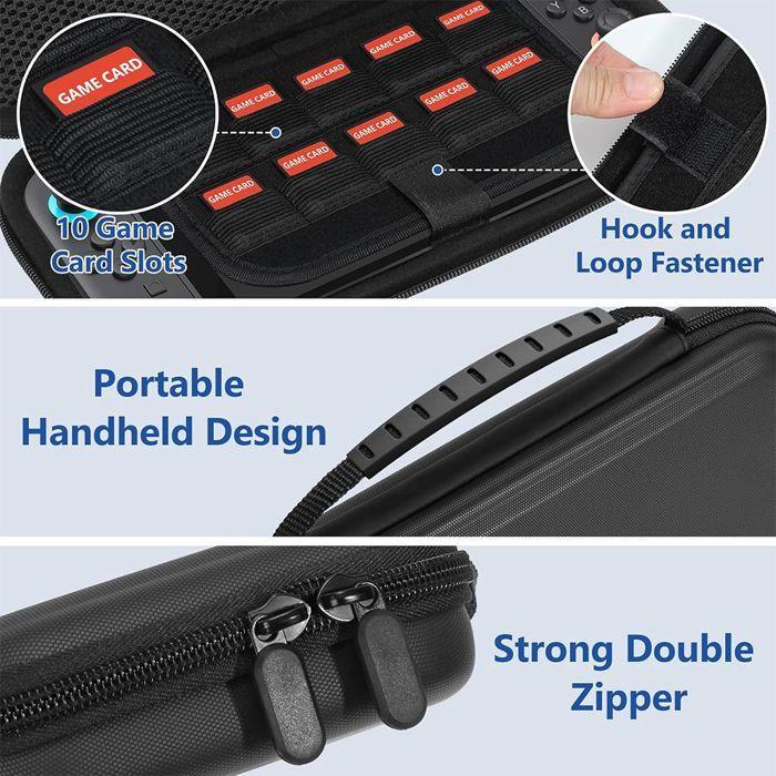 Housse de protection - Nintendo - Switch/Switch OLED - Rigide - Haute capacité - Noir