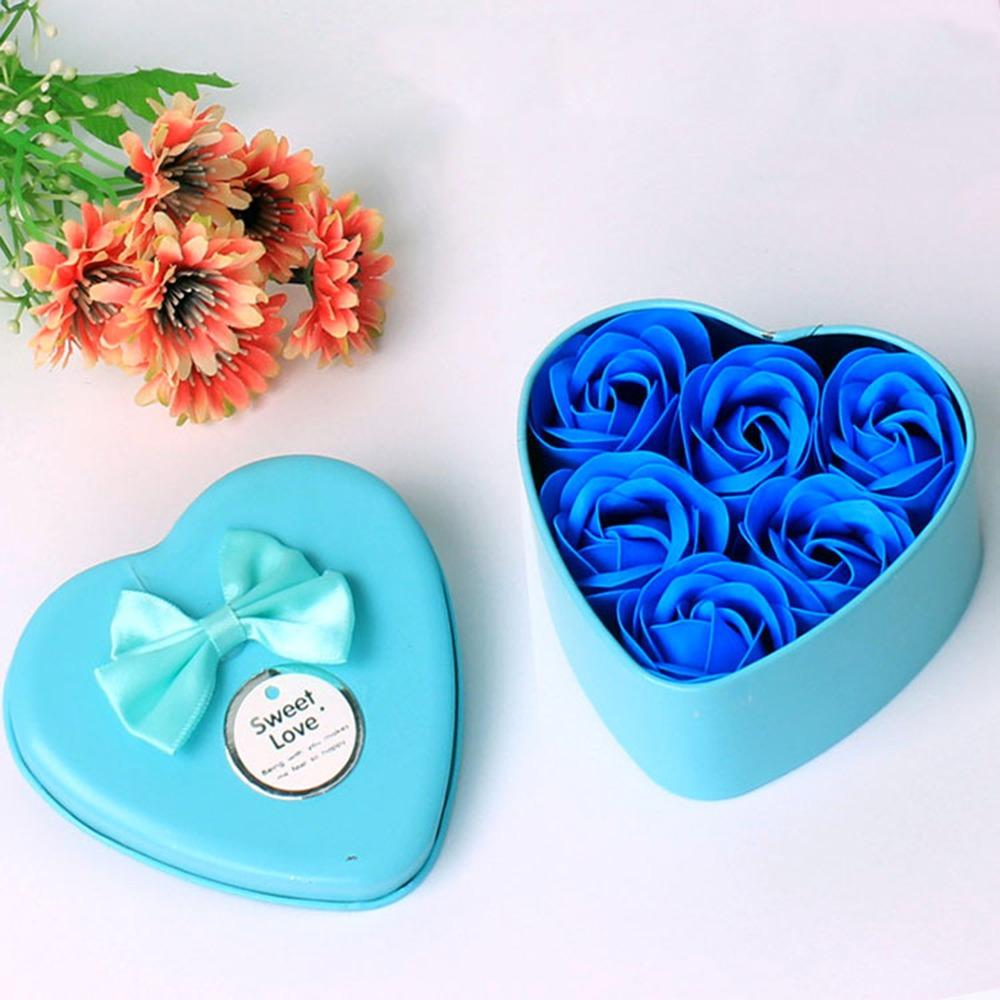6pcs Mix Color Scented Soap Rose Floral Scented Simulation Rose Artificial Scented Rose Flower DIY Rose Bouquet Party Decoration синий