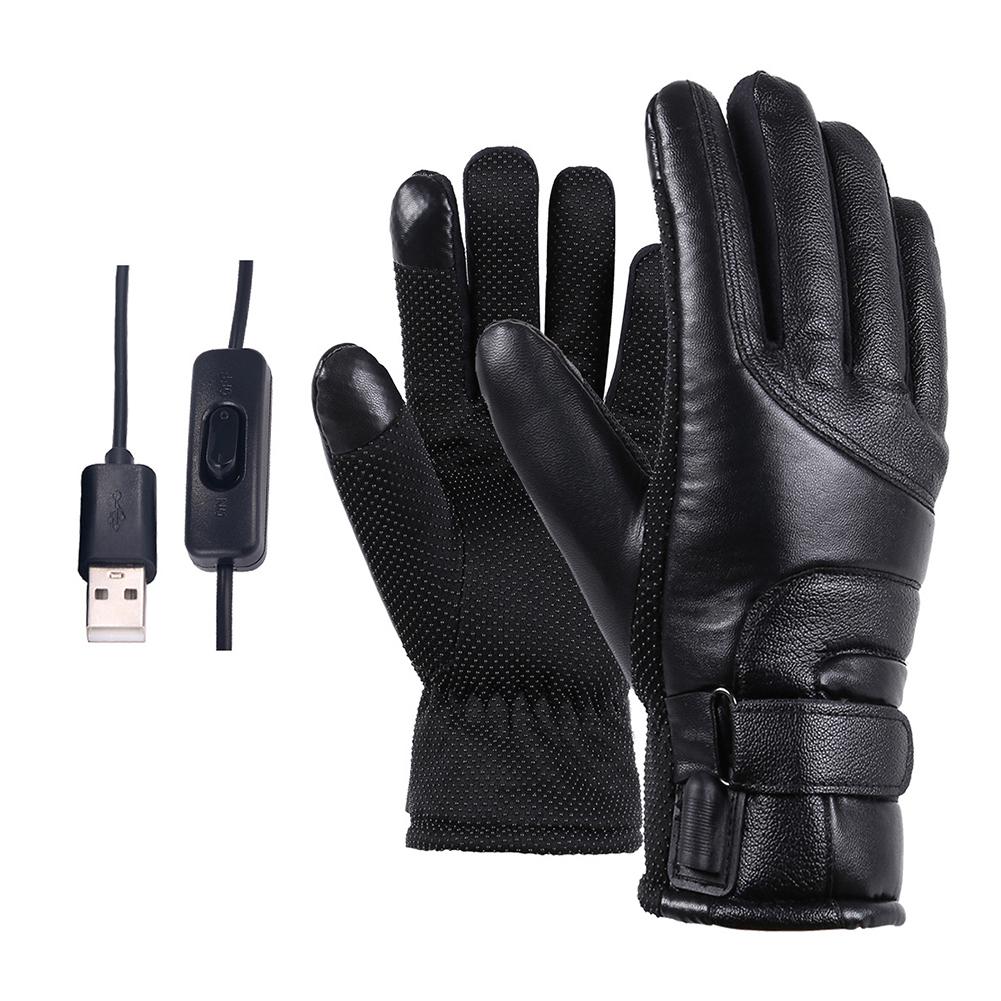 Heated Full Finger Mittens Touch Screen USB Warm Hand Heating Gloves Windproof Constant Temperature for Skiing Riding Hiking
