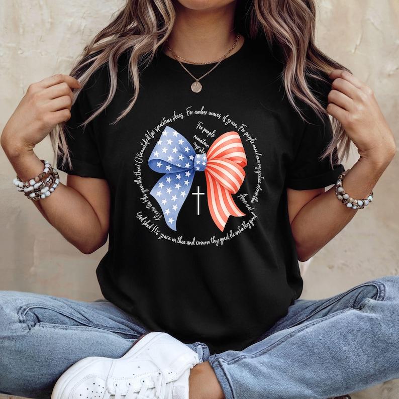 Comfort Colors Patriotic Bow Shirt: 4th of July Tee 2XL