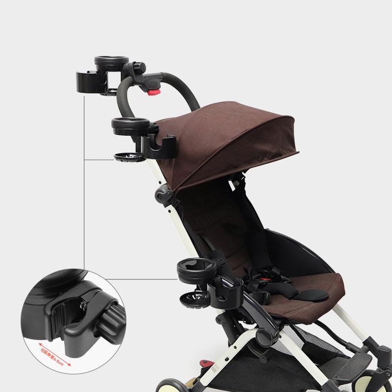 1 Piece Universal Tricycle Pram Phone Cup Holder Adjustable Black Baby Stroller Cup Holder 2-In-1 Twin Bottle Holder