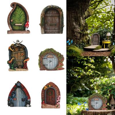 Kreativní figurky Víly Dveře Zahrada Umění Vílí zahradní dveře Vílí trpaslík Venkovní zahrada Dřevěná vílí brána