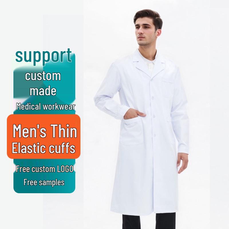Unisex Custom Logo Long Sleeve Laboratory Coat